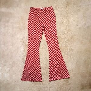 Red & Pink Checkered Flare Pant
